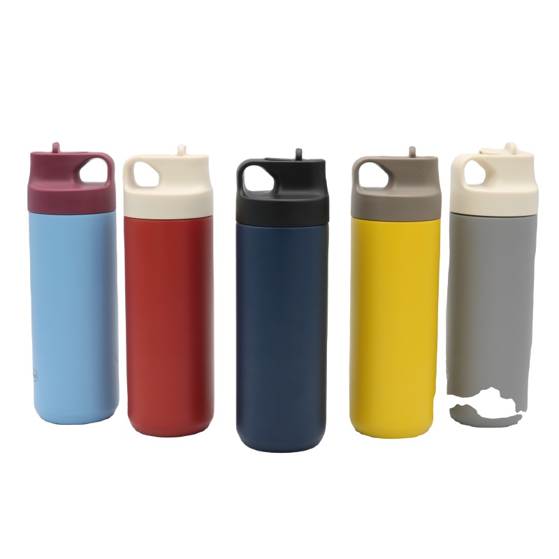 Portable sports kettle with straw Thermos cup Stainless steel portable water cup