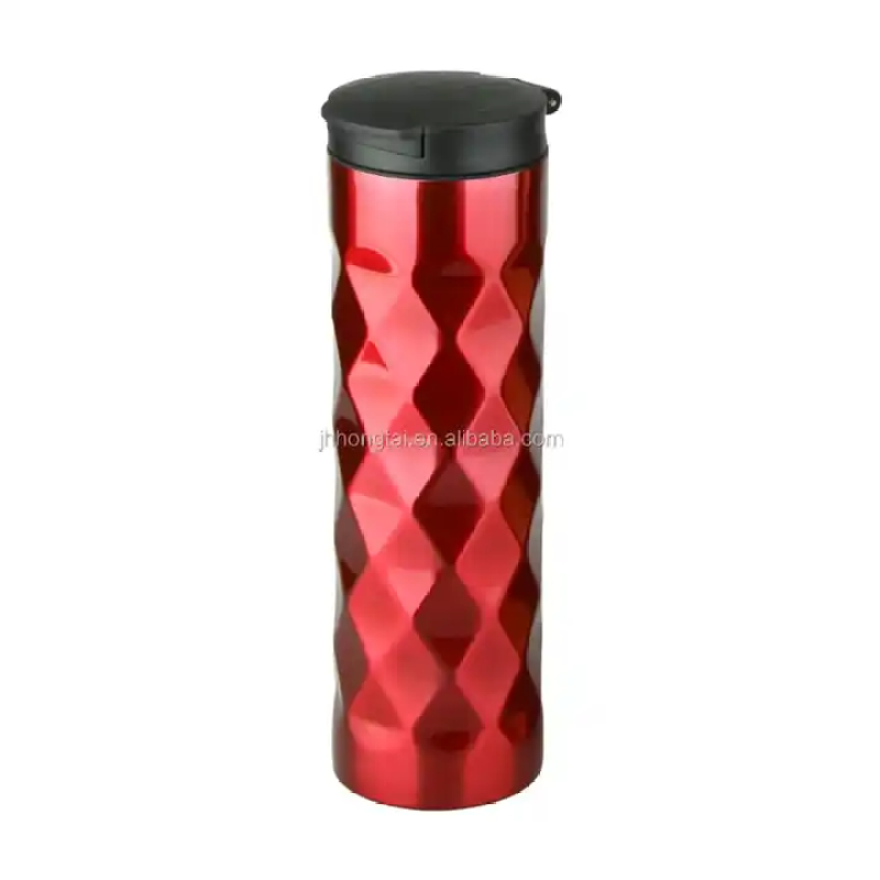 500ml Creative prismatic stainless steel vacuum insulated coffee cup with flip lid