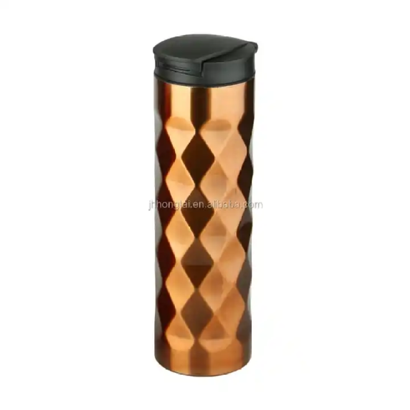 500ml Creative prismatic stainless steel vacuum insulated coffee cup with flip lid