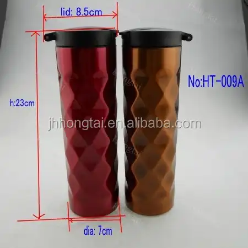500ml Creative prismatic stainless steel vacuum insulated coffee cup with flip lid