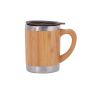 High quality stainless steel vaccum flask Bamboo shell office teacup with double insulated handle mug