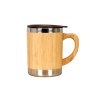 High quality stainless steel vaccum flask Bamboo shell office teacup with double insulated handle mug