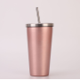 High Quality Double Wall Coffee Cup Stainless Steel Keep Hot&Cold Glossy Tumbler with  Straw