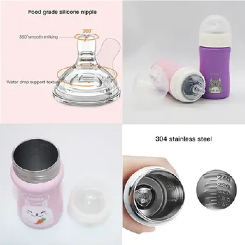 12OZ Baby Warmer Vacuum Bottle Stainless Steel Thermos Baby Feeding Supplies With Straw Lid Baby Water Bottle