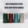 New handle beer mug 304 stainless steel large capacity mug desk water cup coffee cup