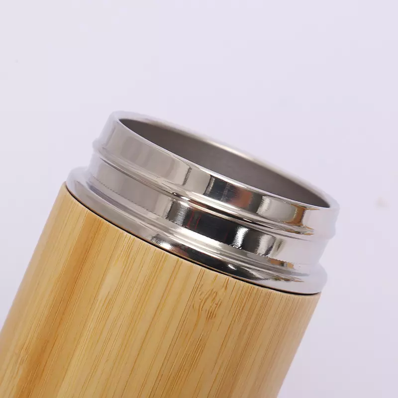 500ml Bamboo Wooden Vacuum Flask 304 Stainless Steel Double Wall Thermoses Smart Sports Insulated Water Bottle