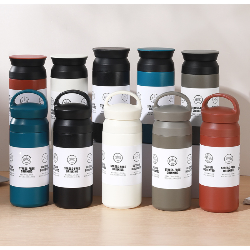 Promotion Gift Japanese Style Termos Water Bottle Stainless Steel Vacuum Cup Thermal Coffee Mug With Handle Lid
