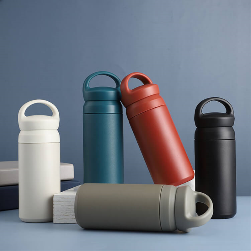 Promotion Gift Japanese Style Termos Water Bottle Stainless Steel Vacuum Cup Thermal Coffee Mug With Handle Lid
