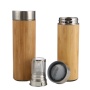 Eco-friendly New 500ml smart bamboo vacuum flask double wall stainless steel insulated Bamboo Water Bottle with tea infuser