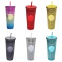 Double Wall Capacity Studded Pinch Cup 22OZ Fashion Creative AS Straw Durian Plastic Cup