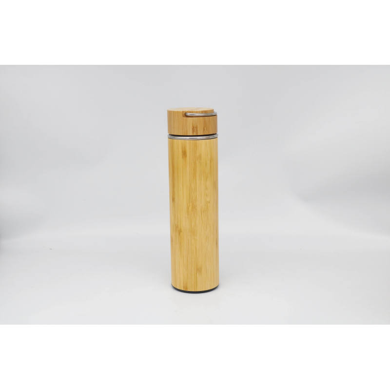Eco-friendly Stainless Steel Vacuum Insulated Water Bottle With Bamboo sleeve and Bamboo Lid