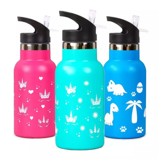 Eco-friendly Kids Warmer Cup Stainless Steel Double Wall Thermos Vacuum Flask Supplies With Straw Kids Water Bottle