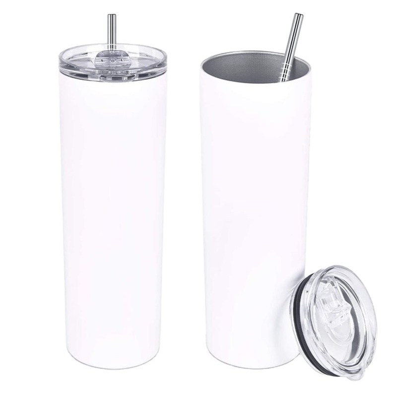 Us Warehouse Wholesale White Sublimation Blanks 20oz 30oz Stainless Steel Double Wall Skinny Straight Sublimation Tumbler