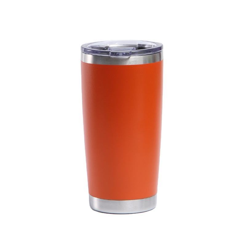 Custom 20oz Color Powder Coated Stainless Steel Water Bottle Double Wall Vacuum Travel Tumbler with Lid
