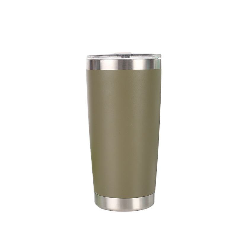 Custom 20oz Color Powder Coated Stainless Steel Water Bottle Double Wall Vacuum Travel Tumbler with Lid