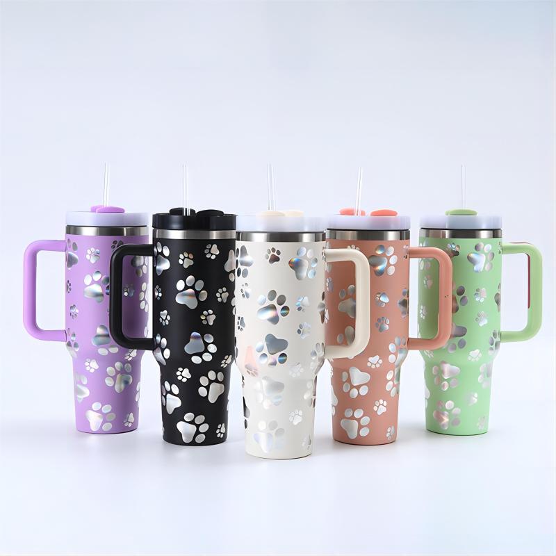 Christmas Design Double Wall Thermos Vacuum Insulated Flask Stainless Steel Water Bottle With Handle Coffee Tumbler