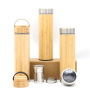 Eco Friendly Stainless Steel Triple Wall Vacuum Flask Insulated With Bamboo sleeve With Bamboo Lid Water Bottle