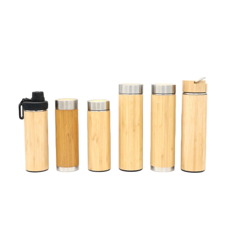 Eco Friendly Stainless Steel Triple Wall Vacuum Flask Insulated With Bamboo sleeve With Bamboo Lid Water Bottle