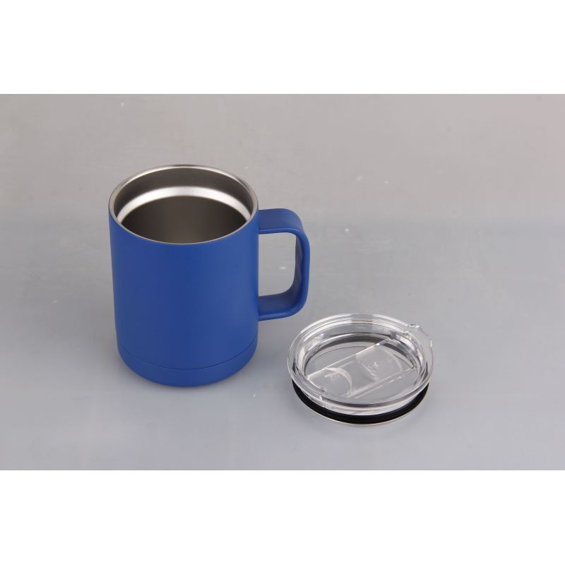 Hot Selling 12oz Sublimation Blanks Double Wall Insulated Beer Coffee Mug With Handle And Glass Lid