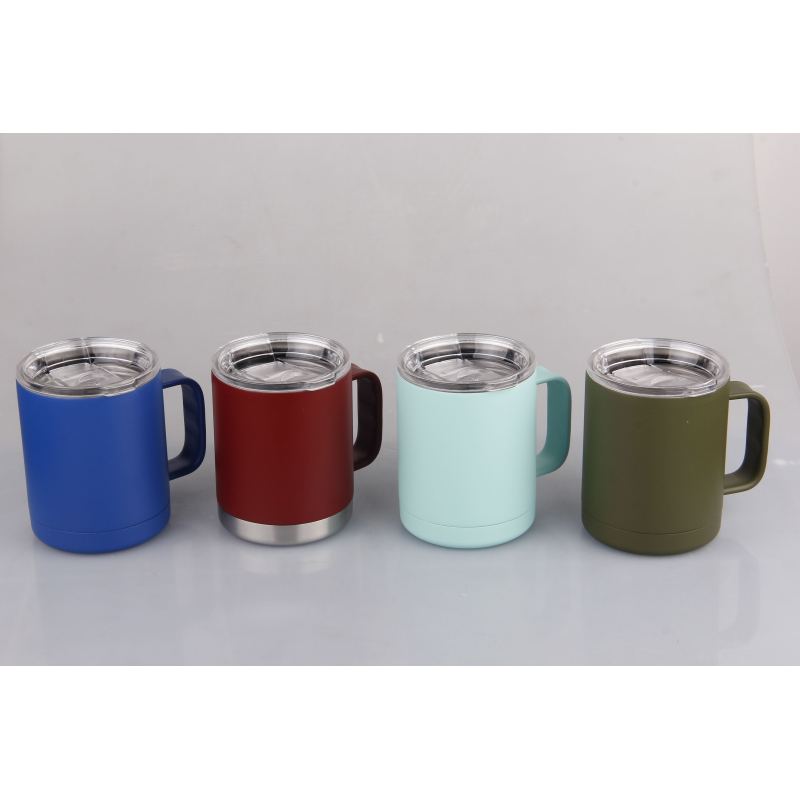 Hot Selling 12oz Sublimation Blanks Double Wall Insulated Beer Coffee Mug With Handle And Glass Lid