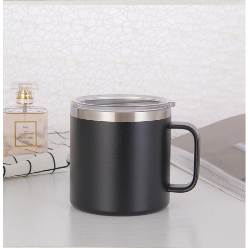 Hot Selling 12oz Sublimation Blanks Double Wall Insulated Beer Coffee Mug With Handle And Glass Lid