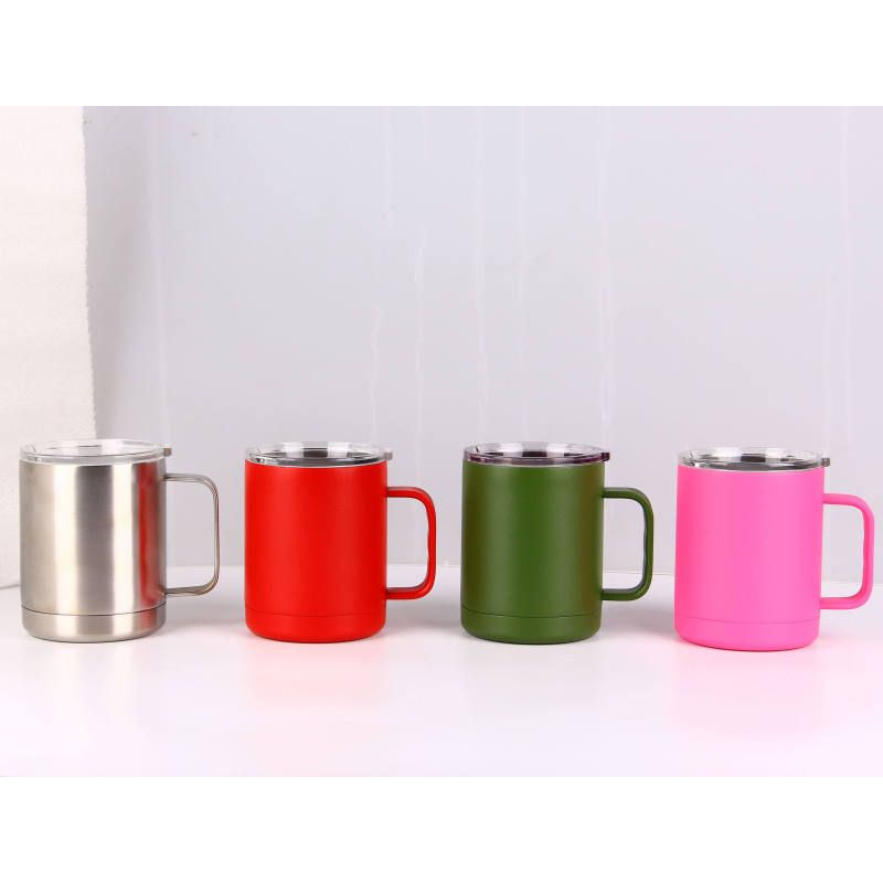 Hot Selling 12oz Sublimation Blanks Double Wall Insulated Beer Coffee Mug With Handle And Glass Lid
