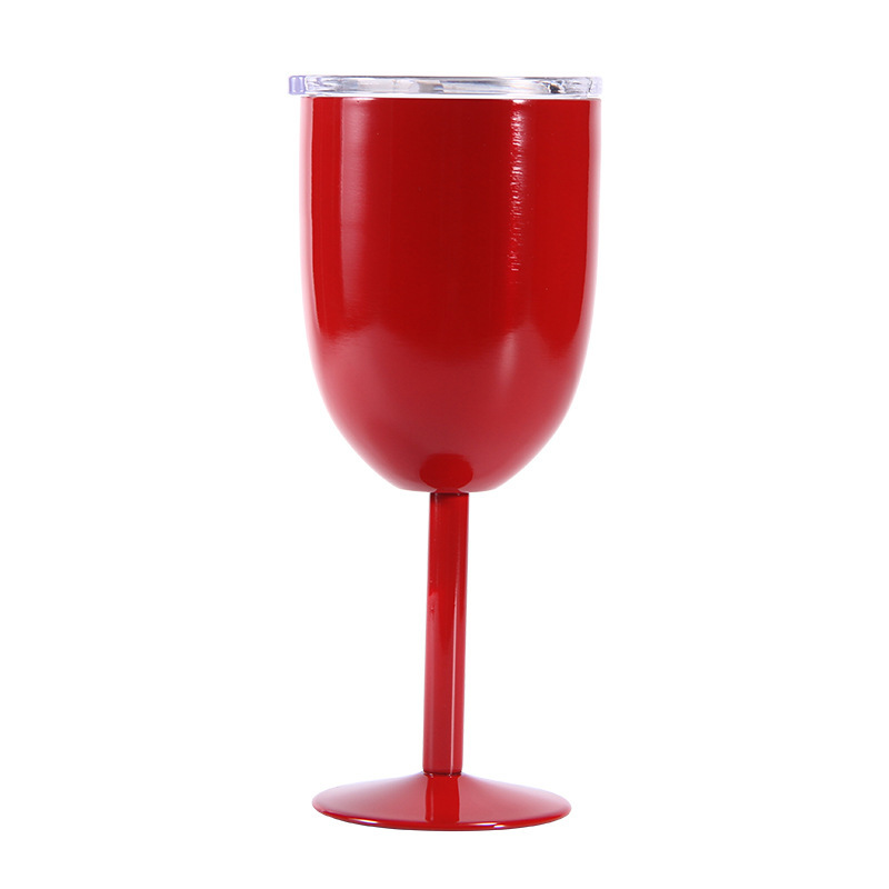 Newest Insulated Ttumbler Cup Stainless Steel Wine Goblet 10oz Red Wine Cup with Clear Lid
