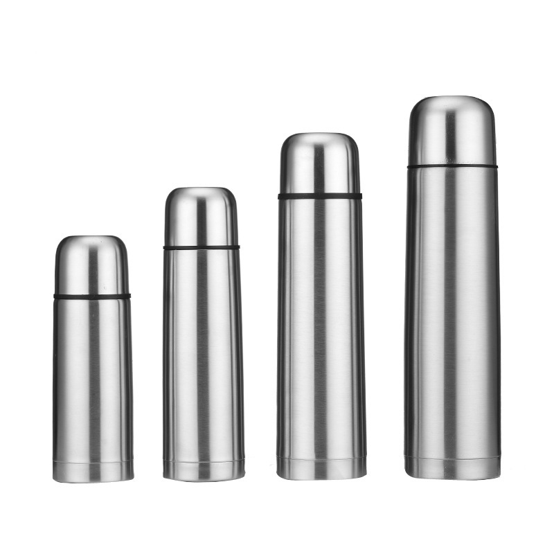 Multiple Sizes Stainless Steel Double Wall Vacuum Flask Insulated Thermos Bullet Shape Water Bottle