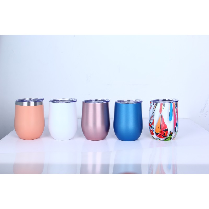 Stainless steel double wall 304 vacuum thermos coffee cup egg-shaped wine cup with lid