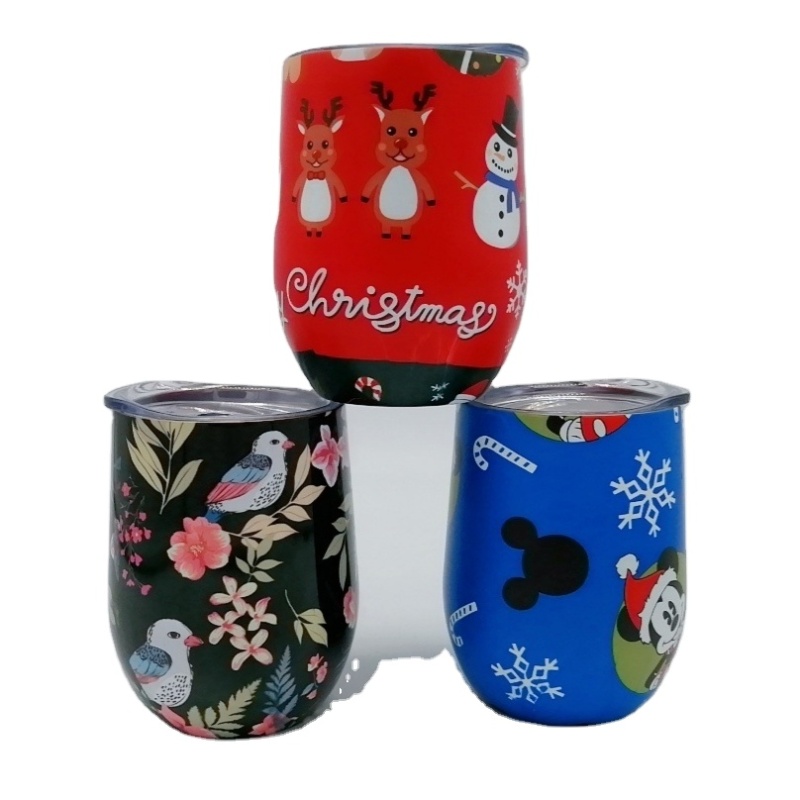 Stainless steel double wall 304 vacuum thermos coffee cup egg-shaped wine cup with lid