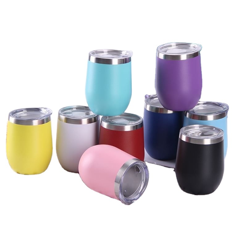 Stainless steel double wall 304 vacuum thermos coffee cup egg-shaped wine cup with lid