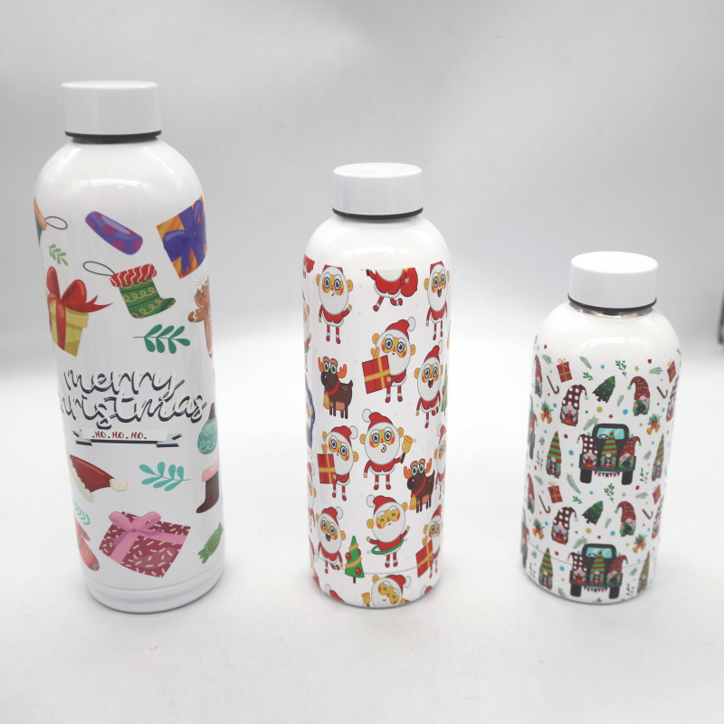 Christmas Designs Stainless Steel Double Wall Insulated Vacuum Flasks With Different Lids Thermos Water Bottle