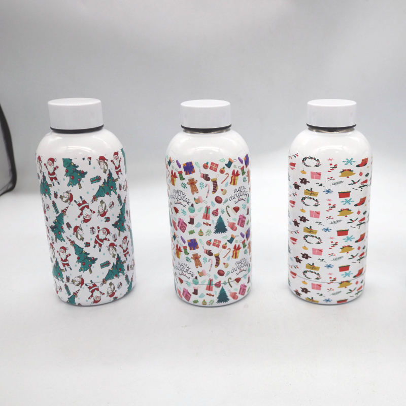 Christmas Designs Stainless Steel Double Wall Insulated Vacuum Flasks With Different Lids Thermos Water Bottle