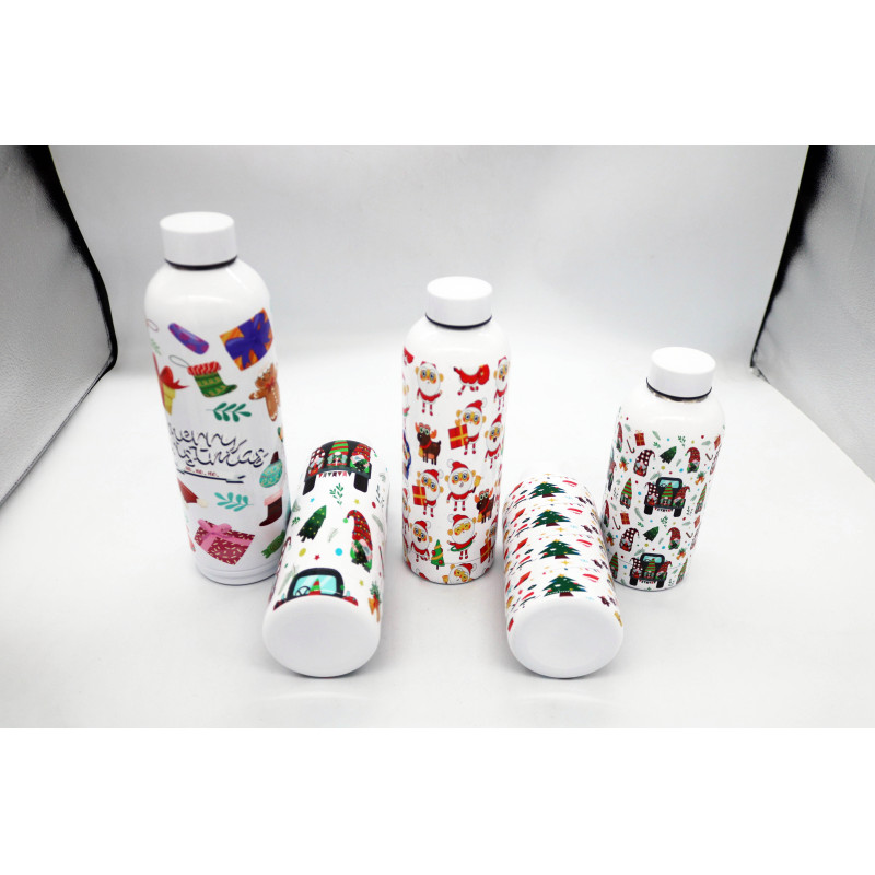 Christmas Designs Stainless Steel Double Wall Insulated Vacuum Flasks With Different Lids Thermos Water Bottle