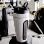 750ML Stainless Steel Single Wall Sport Flask Protein Flask With Blender And visible Window For GYM Shaker Water Bottle