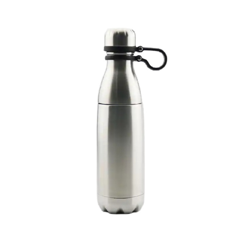 New design removable stainless steel Coke-shaped portable water bottle with handle lid