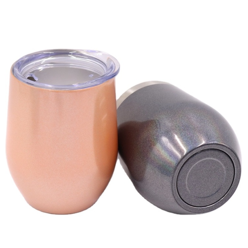 12oz Customized Double Wall 18/8 Stainless Steel Insulated Wine Tumbler Travel Coffee Cups With Lid