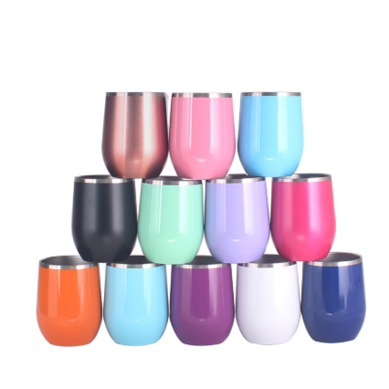 Custom logo 12oz Egg Shape Double Wall Mugs Eco-friendly Stainless Steel Custom tumbler