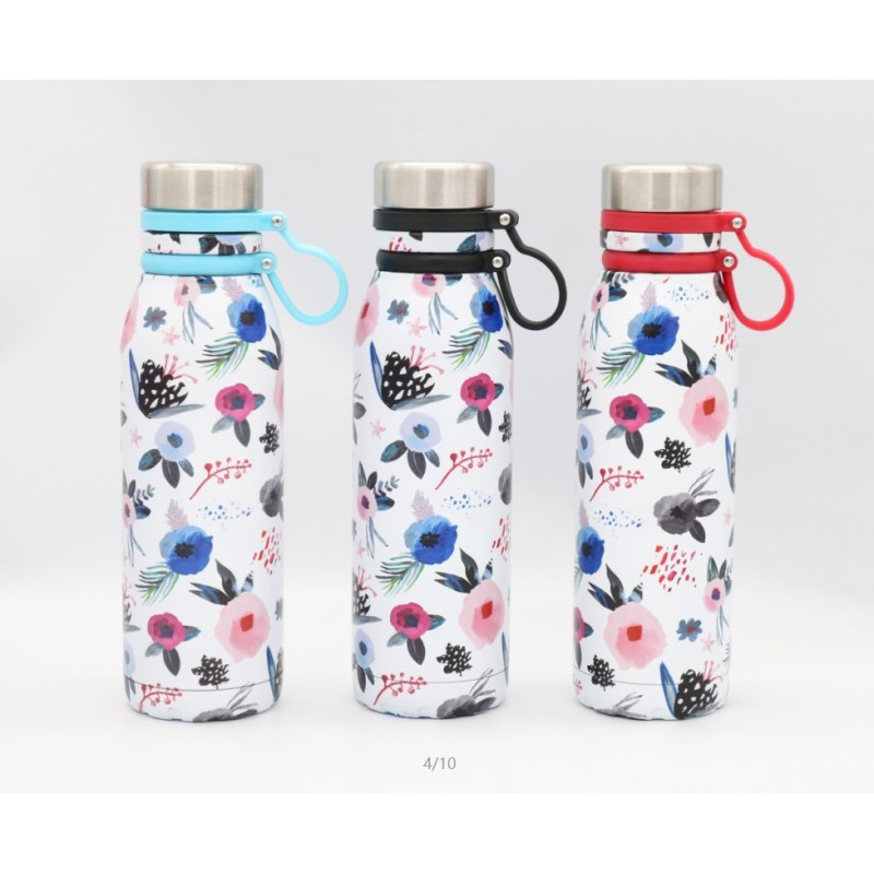 Custom logo  double wall vacuum insulated sport stainless steel water bottle sports holder with neck lanyard strap