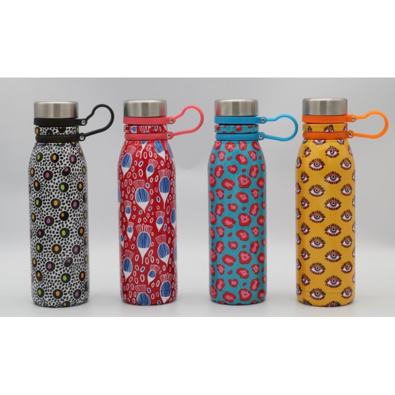 Custom logo  double wall vacuum insulated sport stainless steel water bottle sports holder with neck lanyard strap