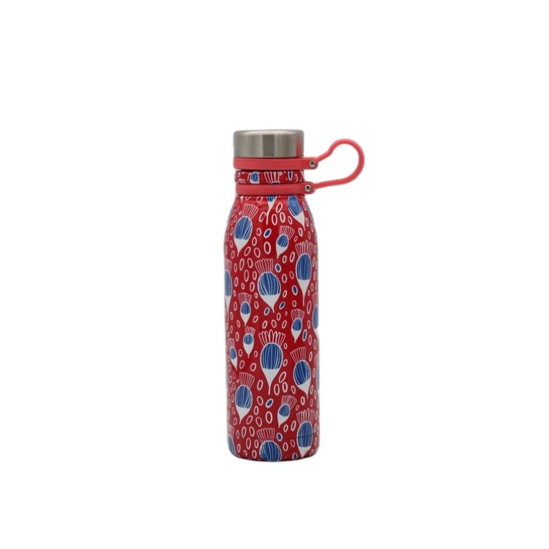 Custom logo  double wall vacuum insulated sport stainless steel water bottle sports holder with neck lanyard strap