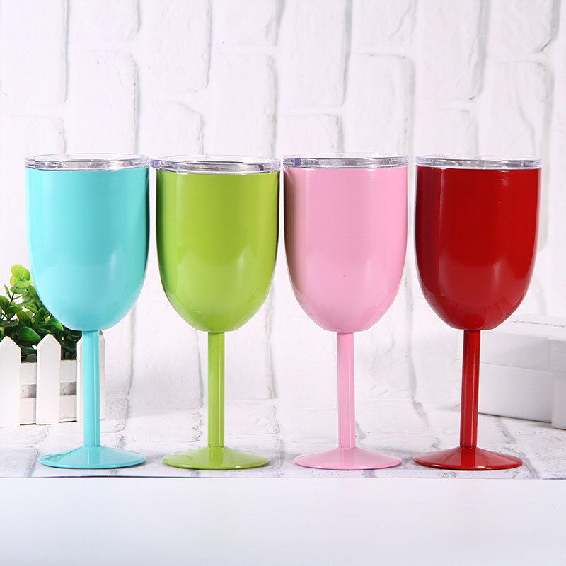 High Quality popular custom logo colorful 11 OZ stainless steel goblet double wall wine cup egg cup