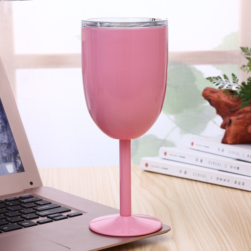 High Quality popular custom logo colorful 11 OZ stainless steel goblet double wall wine cup egg cup