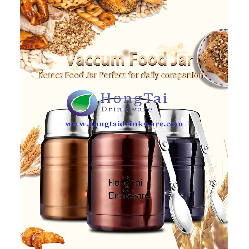 Eco Friendly Metal Wide Vacuum Storage Stainless Steel Thermos Food Graded Insulated Custom Lunch Box With Spoon
