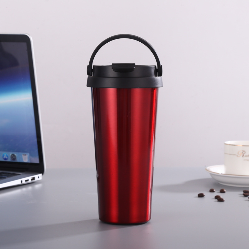 Double-wall vacuum stainless steel insulated cup travel coffee cup with handle