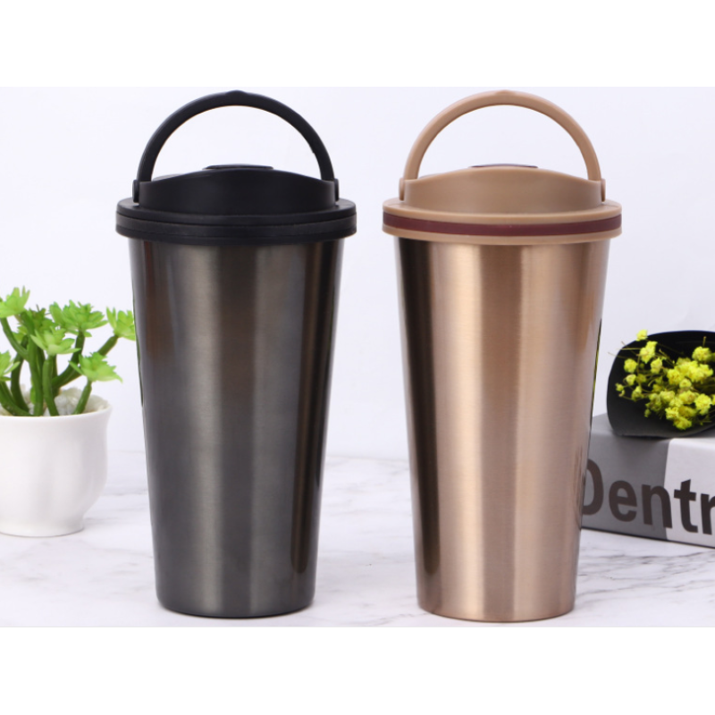 Double-wall vacuum stainless steel insulated cup travel coffee cup with handle