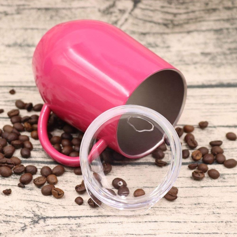 Stainless Steel Coffee Tumbler With Handle Hot seller 12oz  Insulated Vacuum egg Shape Mug