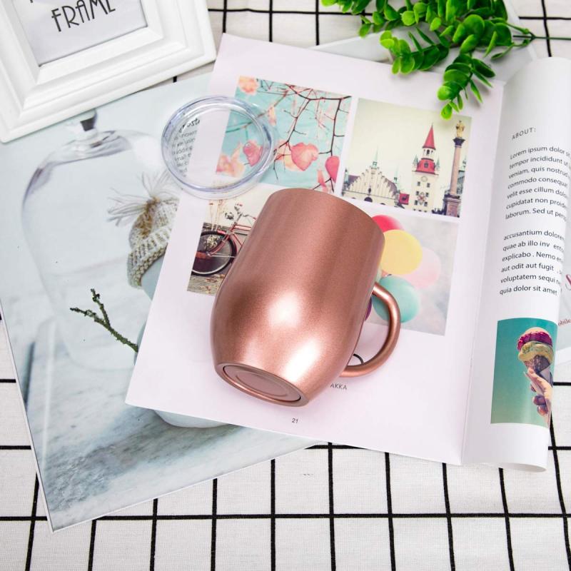 Stainless Steel Coffee Tumbler With Handle Hot seller 12oz  Insulated Vacuum egg Shape Mug