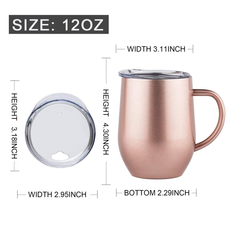 Stainless Steel Coffee Tumbler With Handle Hot seller 12oz  Insulated Vacuum egg Shape Mug