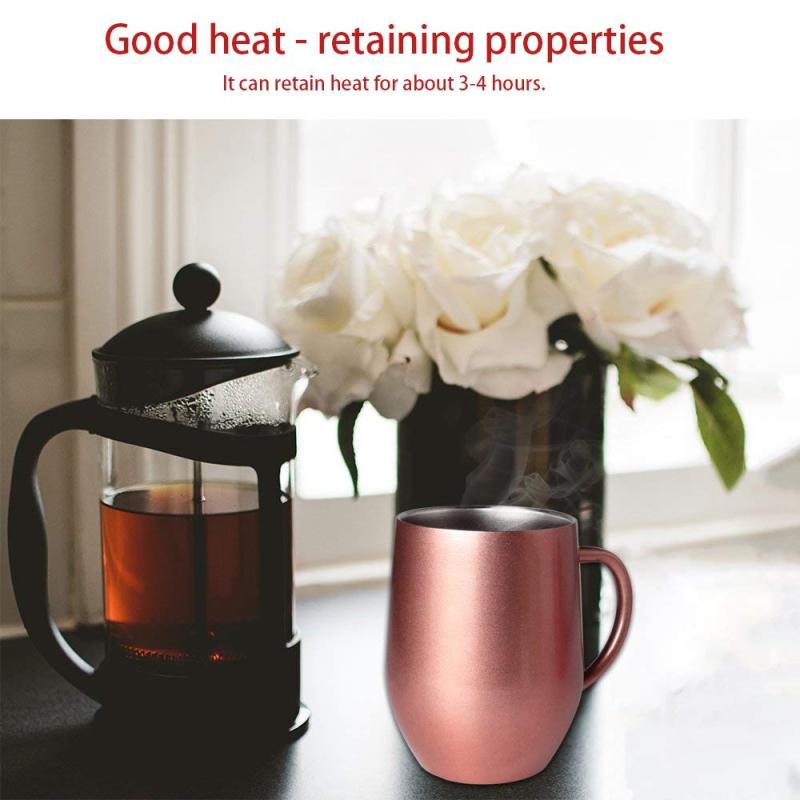 Stainless Steel Coffee Tumbler With Handle Hot seller 12oz  Insulated Vacuum egg Shape Mug